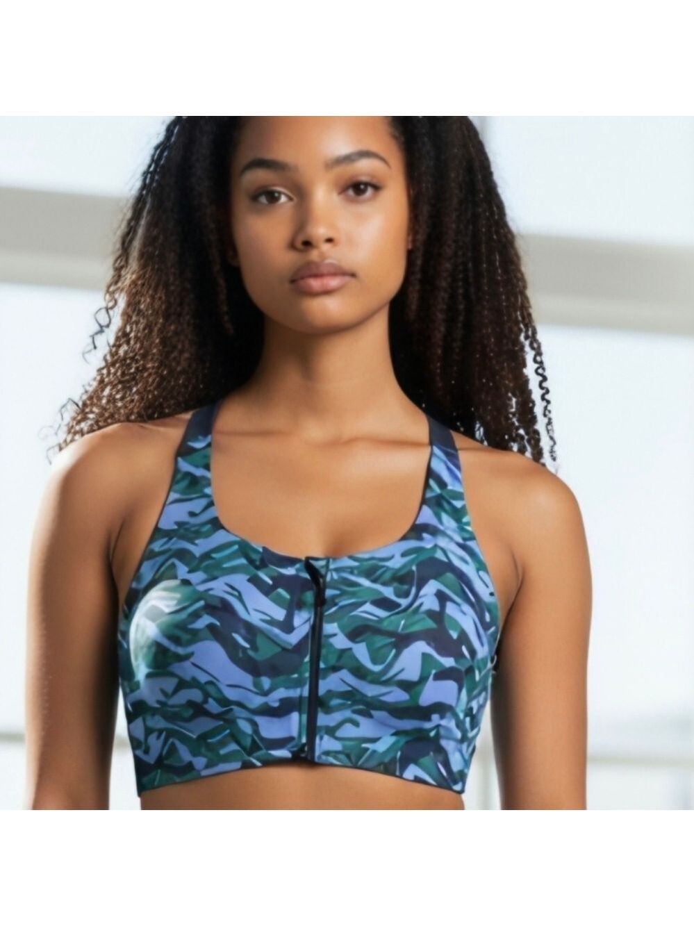 Knix Sports Bra Blue Green Camouflage Size 8 42D NWT #BRA11